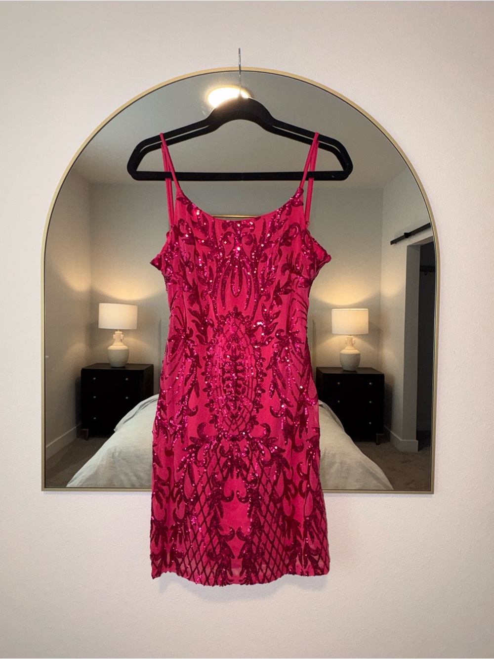 Fuchsia Sequin Slip Mini Dress - Women
